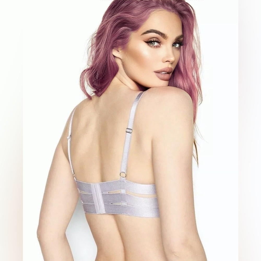 SET NWT Victoria's Secret Luxe Banded Bandage Bra Cutout Unlined Balconet 34D XS - Picture 5 of 7